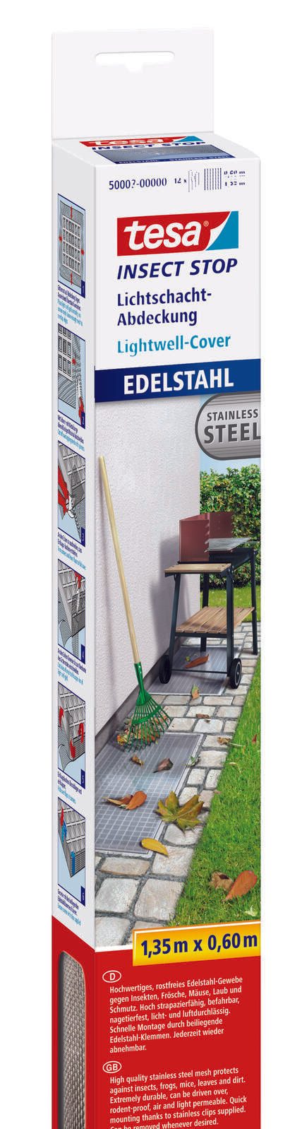 tesa Lichtschachtgitter Insect Stop Edelstahl 60,0 x 1,35 m 50007-00000-03