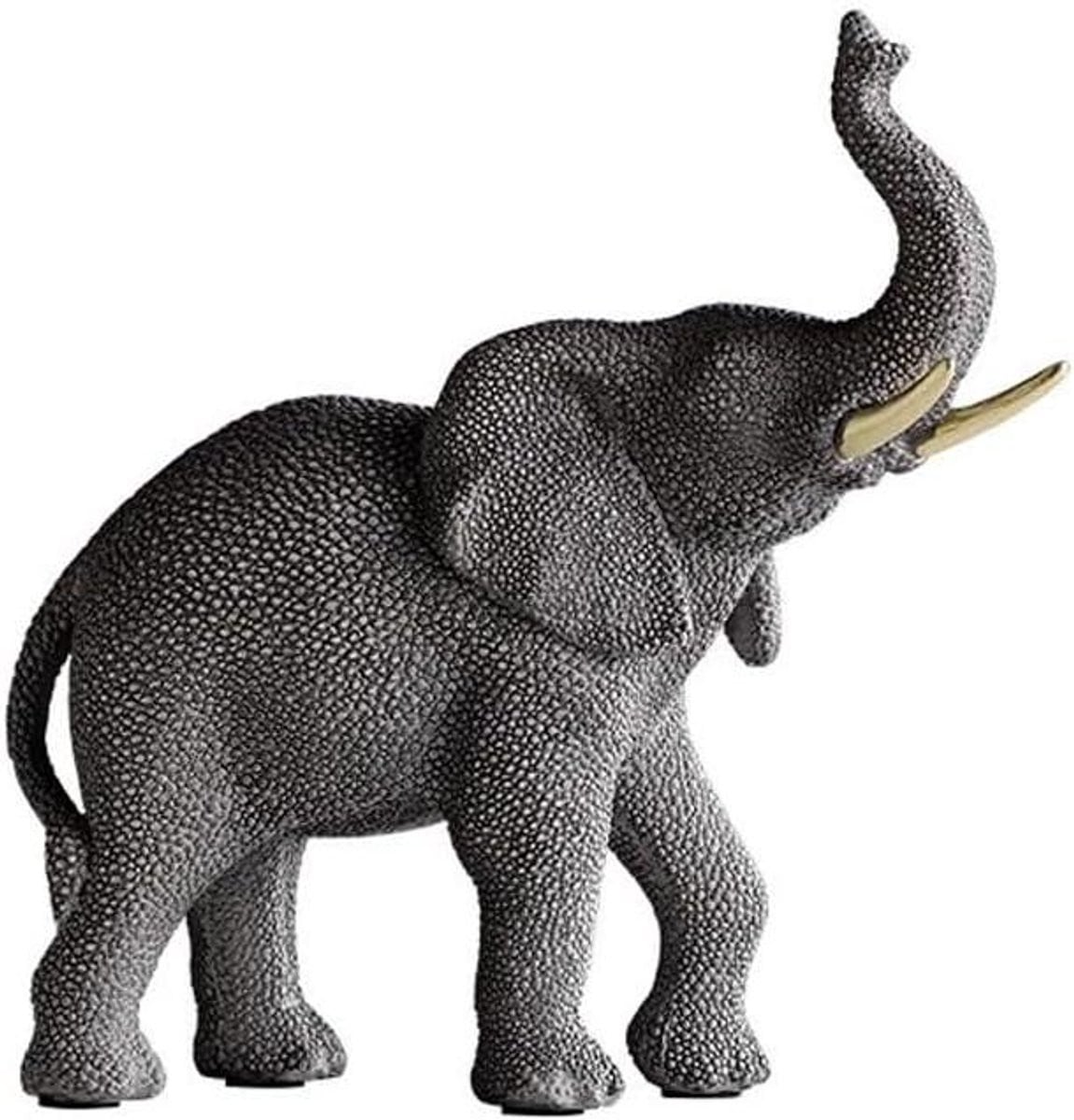 Decoratief Beeld Olifant Ornament Grijs - Hoogte: 22 cm