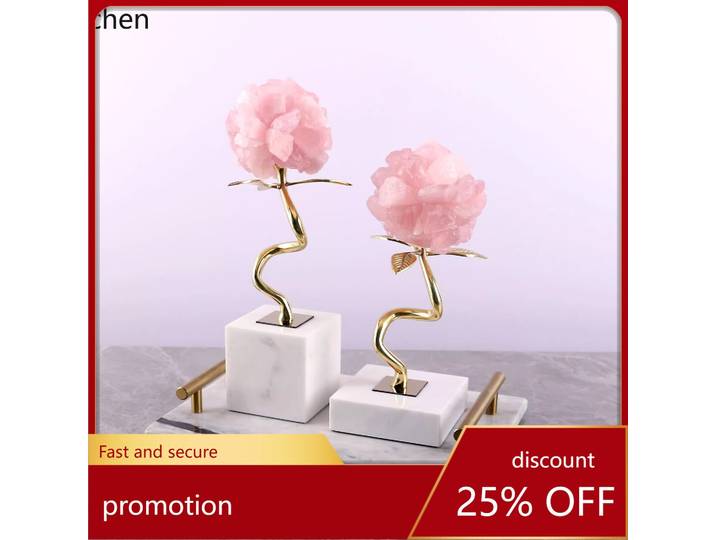 Ornement en marbre ZML Crystal Flower - Décoration d'intérieur haut de gamme avec améthyste et cuivre, artisanat de décoration végétale