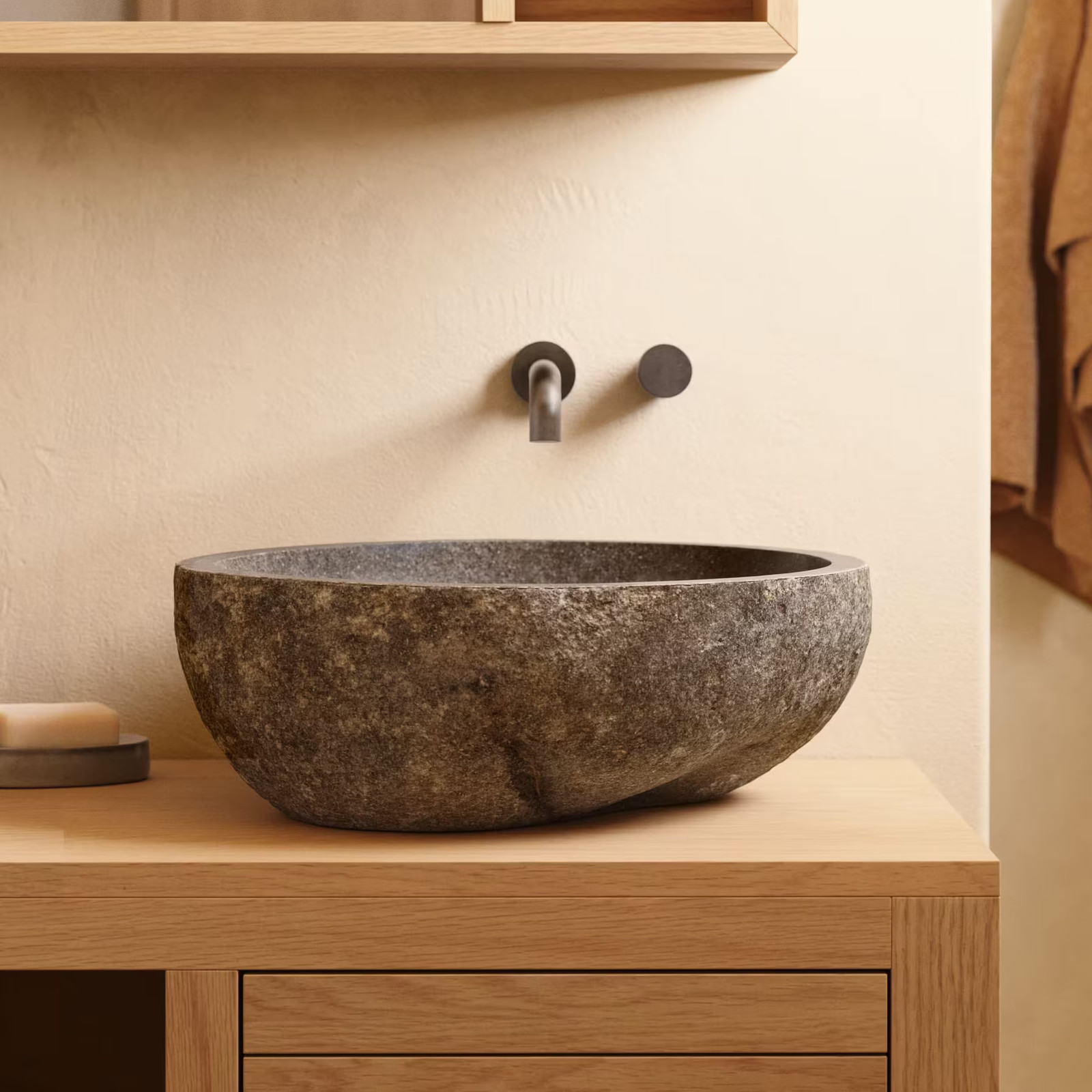 Kave Home Tetsu Steen Waskom - Grijs - Diameter: 40 cm