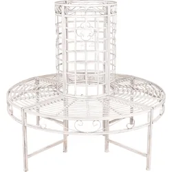 Garden Pleasure Deko Baumbank LARISSA Ø 121 cm, Stahl Antik-Weiß