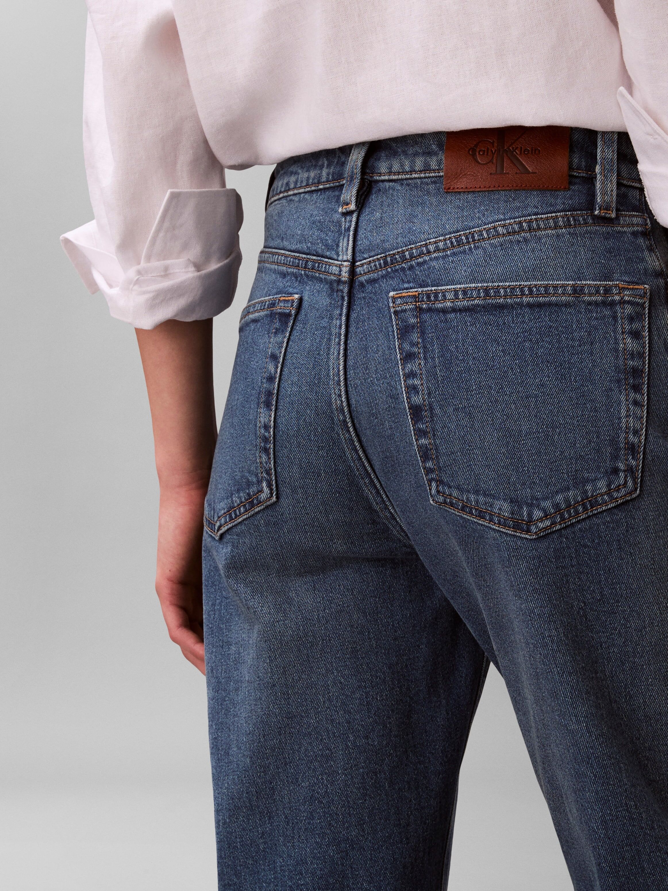 High-waist-Jeans CALVIN KLEIN, Damen, Gr. 30, Länge 34, blau (vintage skyfall), Denim/Jeans, Obermaterial: 98% Baumwolle, 2% Elasthan, unifarben, regular fit lang, Jeans High-waist-Jeans, Regular fit mit high waist Passform vintage skyfall 30, Länge 34