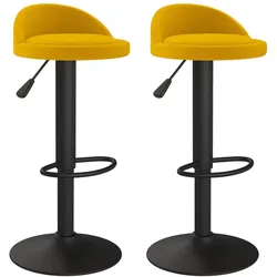 vidaXL Barhocker 2er-Set aus gelbem Samt, Modell Lofty Modern