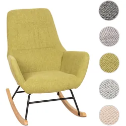 Schaukelstuhl HWC-N13, Schwingstuhl Relaxsessel Fernsehsessel, Massiv-Holz Metall Stoff/Textil 320g/m2 ~ grün