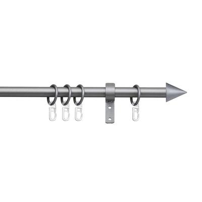 Gardinenstange INDEKO "Kegel", silber (silberfarben), L:240cm Ø:16mm, Stahl, Gardinenstangen, Komplett-Set inkl. Ringen und Montagematerial