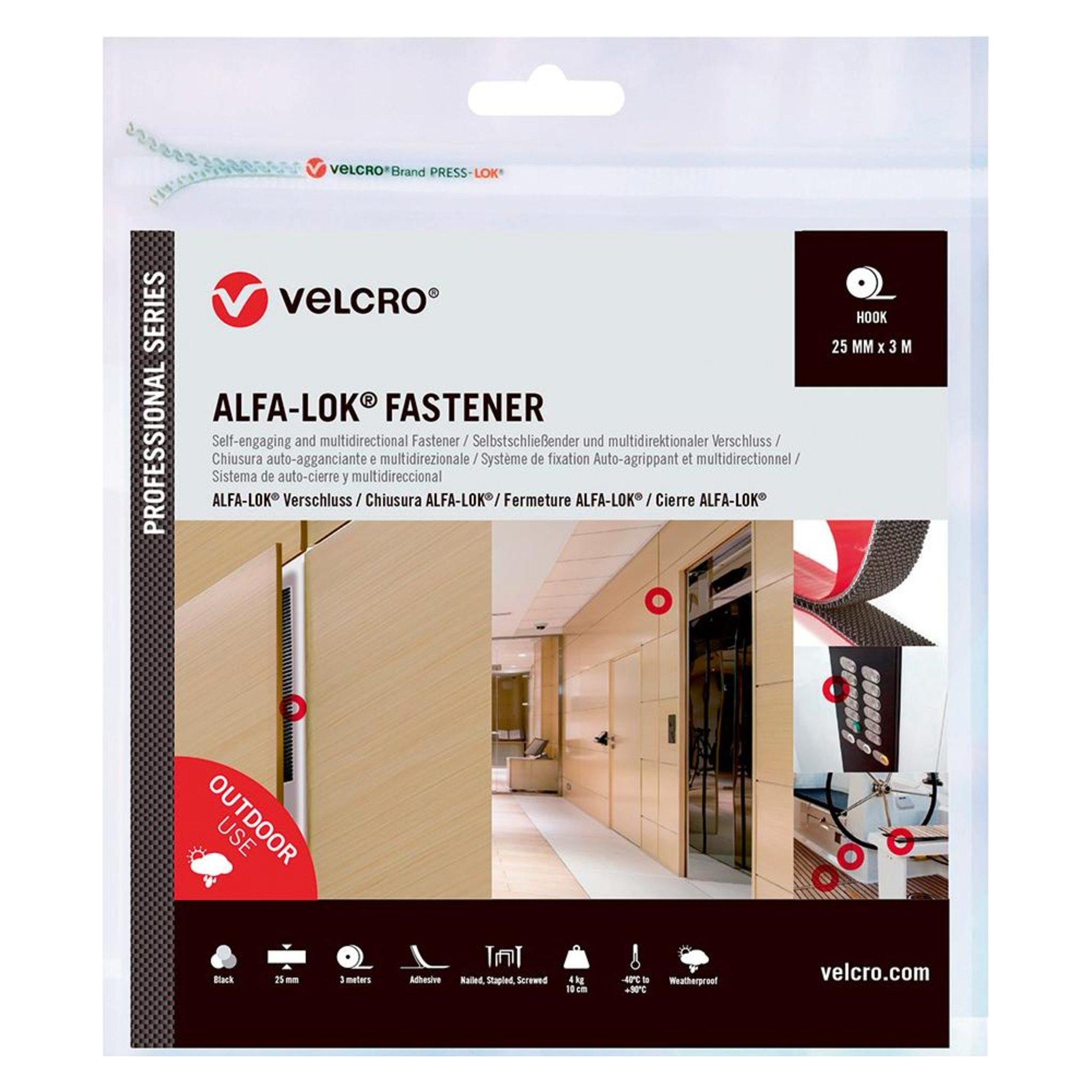 Velcro brand VEL-PS20028 Professional Series Pilzkopf-Haken Klettband, 25mm x 5m, Schwarz (25 mm) (VEL-PS20028)