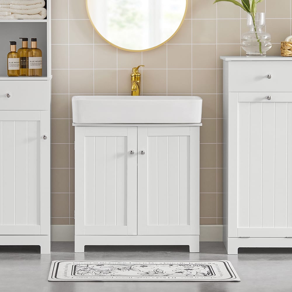 SoBuy Meuble sous vasque effet bois blanc Blanc 60x60x30cm