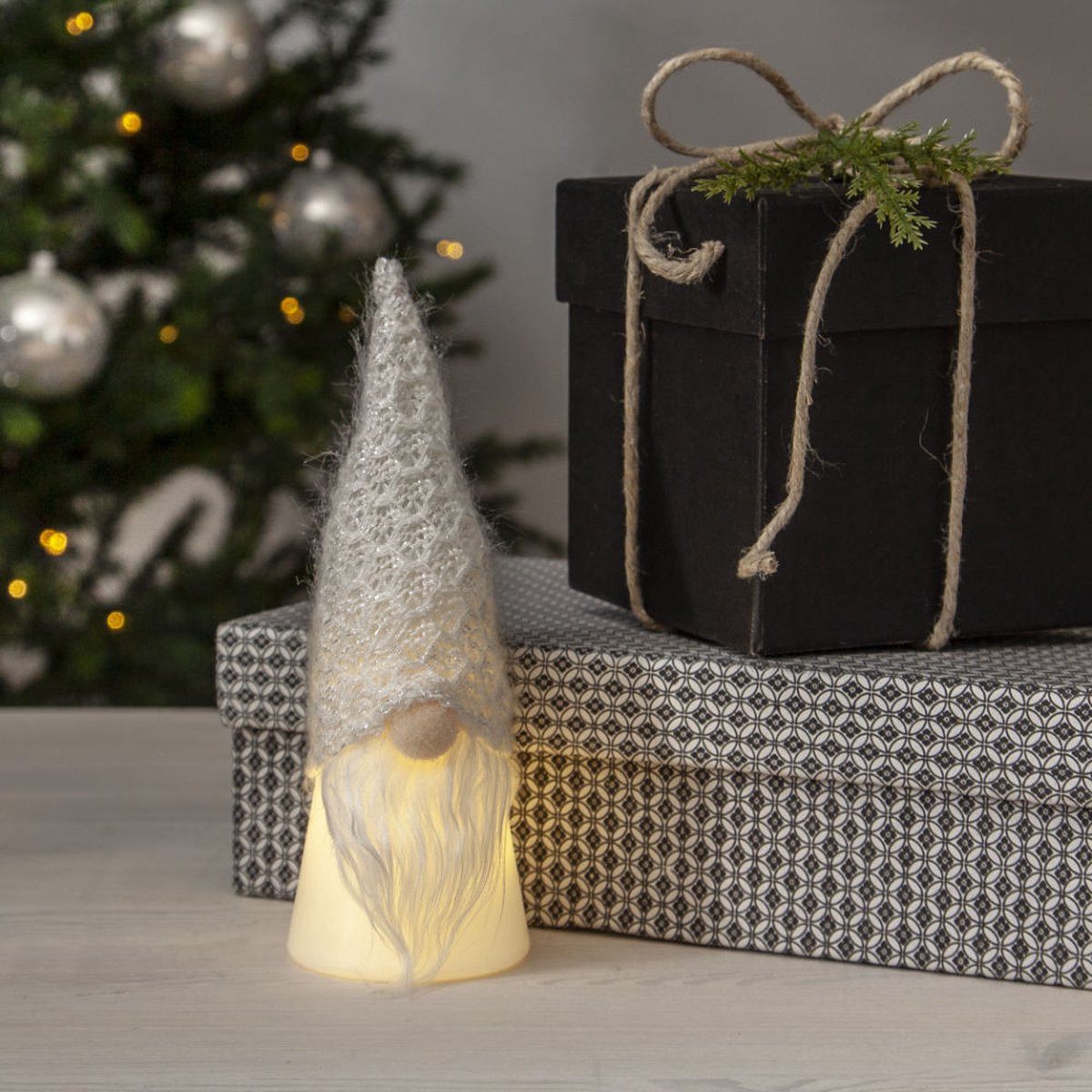 Star Trading Joylight kerstkabouter lichtgrijs op batterijen