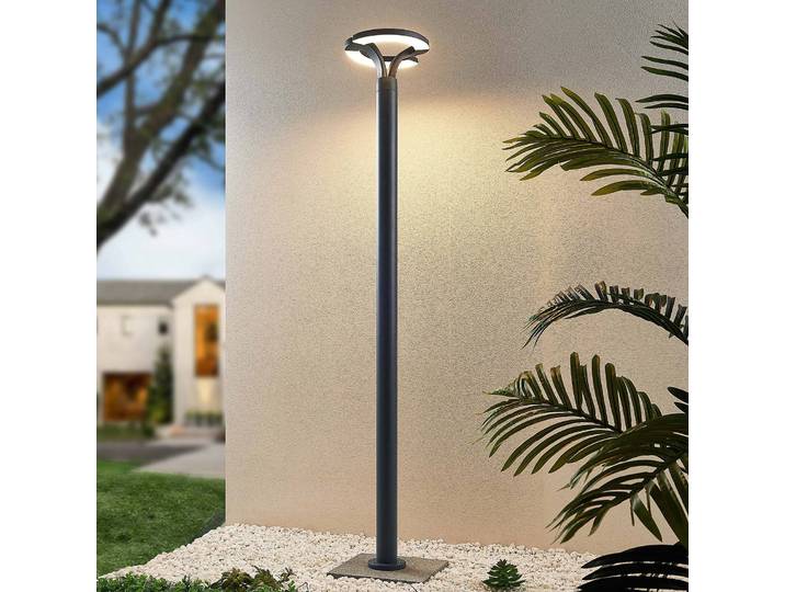 Lindby LED buitenlamp Keily, cirkel, antraciet, metaal Keily, zwart, Aluminium, Modern