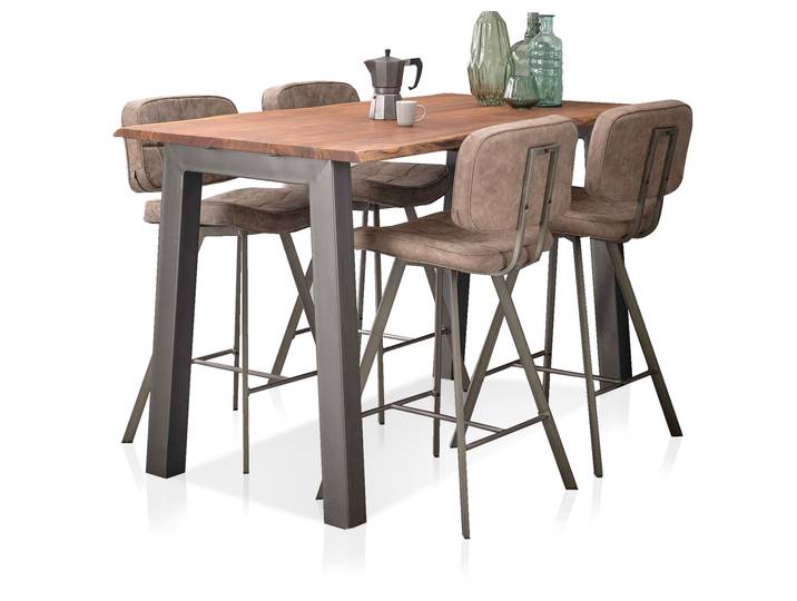 GREMO Bartisch 147x80 cm, Material Massivholz / Metall, Akazie