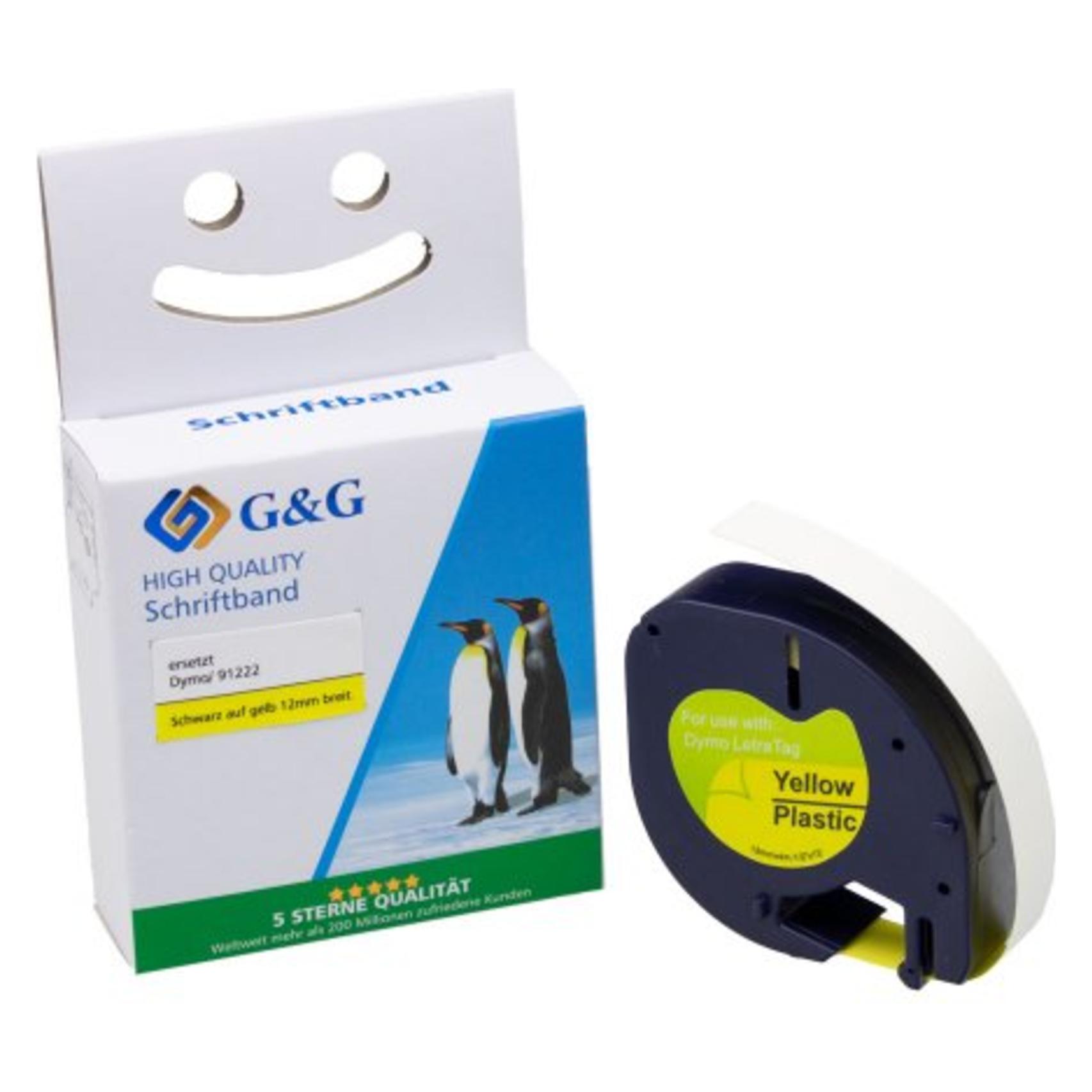 G&G Schriftband Bandfarbe: Gelb Schriftfarbe: Schwarz 12 mm 4 m (1.20 cm, Schwarz, Gelb) (BM-D-G-91222)