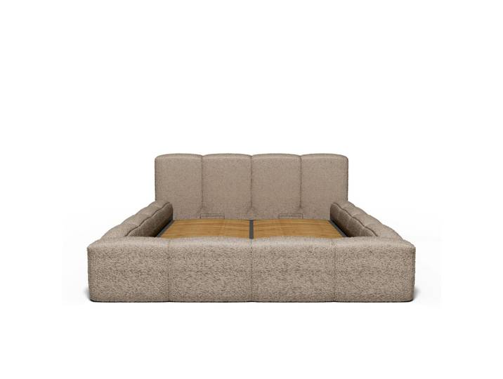 Lit coffre tissu bouclé 140x190cm