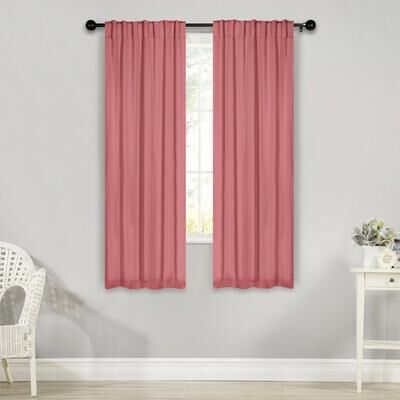 Superior Solid 2-Piece Room Darkening Curtain Set, Rod Pocket Backtab Header Window Drapes