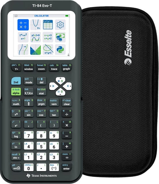 Texas Instruments TI-84 Evo-T Grafische Rekenmachine met Rekenmachine Case Zwart bundel
