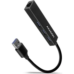Axagon HMA-GL3A USB-Hub USB-A (USB 3.2 Gen 1), Kartenleser, RJ45 USB 3.0 5 GBit (USB-A, 3 Ports), Dockingstation + USB Hub, Schwarz