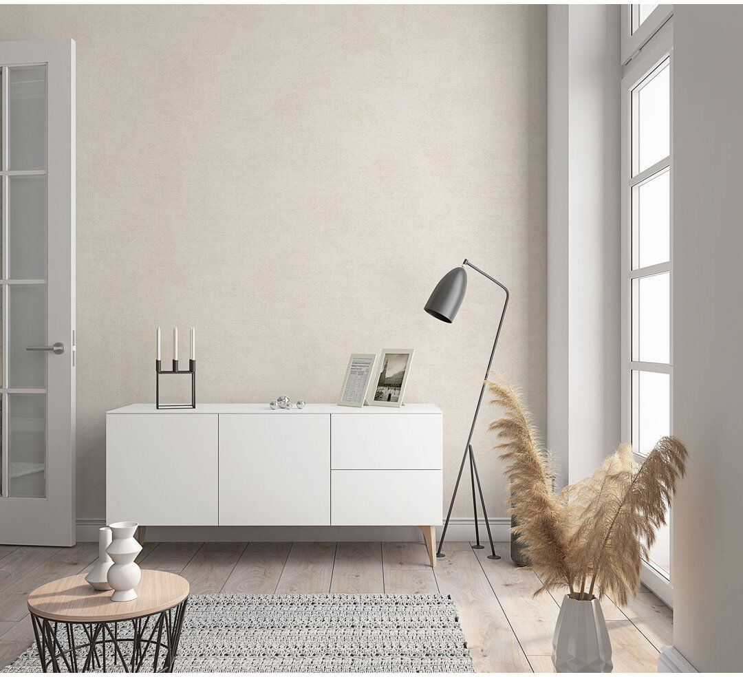 Marlow Home Co. Amogh Collection Shimmery Plain Texture 10.05m x 53cm Wallpaper Roll Brown