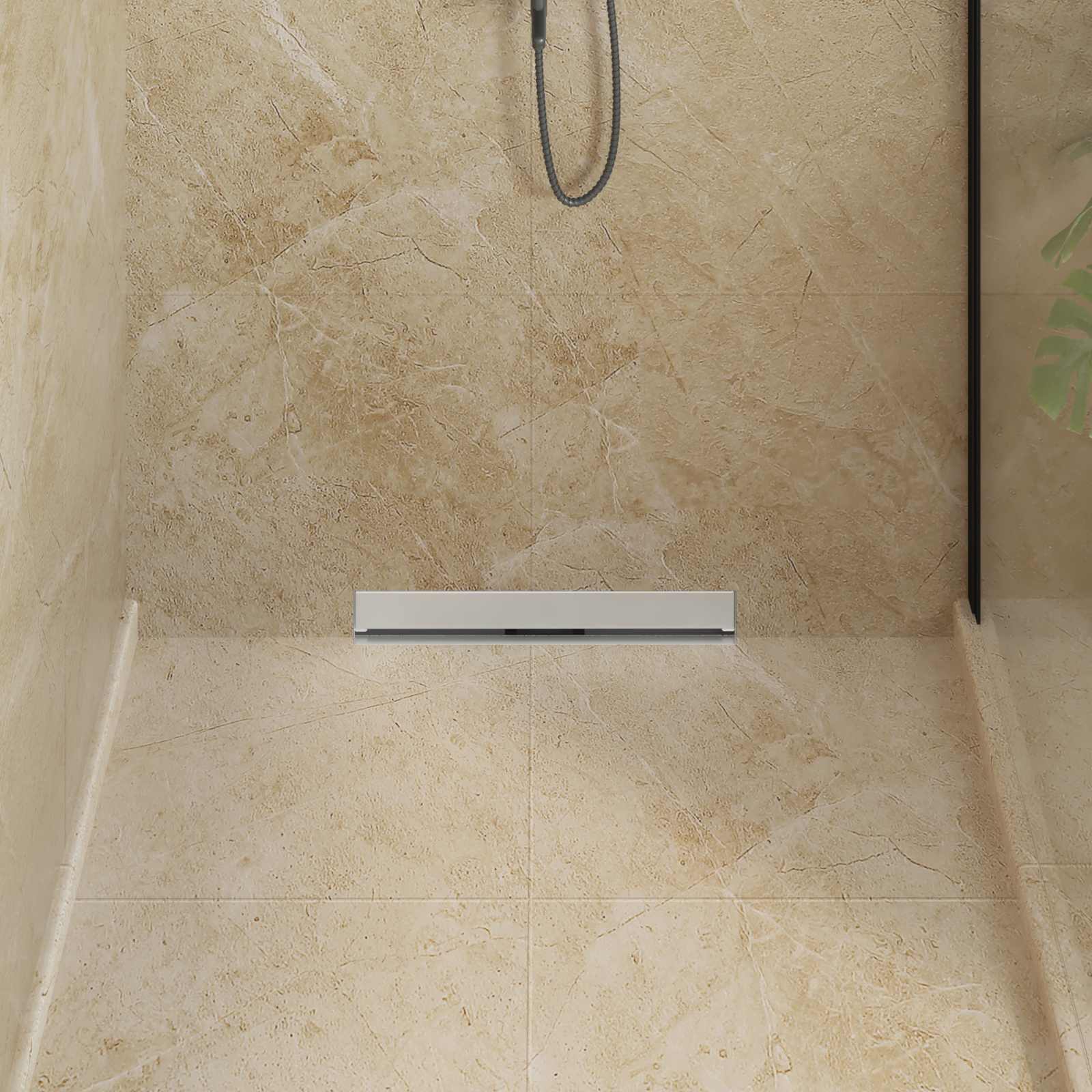vidaXL Drain de Douche Monté au Mur Argenté 50 cm Acier Inox 304