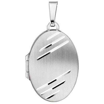 Medallionanhänger JOBO "Anhänger Medaillon oval 26 mm", silber (silber 925), Schmuckanhänger, Damen, Silber 925 (Sterlingsilber), 925 Silber für 2 Fotos