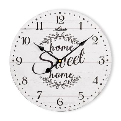 Wanduhr ATLANTA, weiß, Wanduhren, Ø 30cm, Wanduhr, Wohnzimmer, Esszimmer, Küche, Arbeitszimmer, Flur, Büro, Gästezimmer
