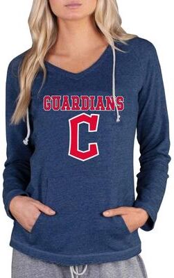 MLB Mainstream Women's Long Sleeve Hooded Top (Size Small) Cleveland Guardians, Cotton,Polyester,Rayon