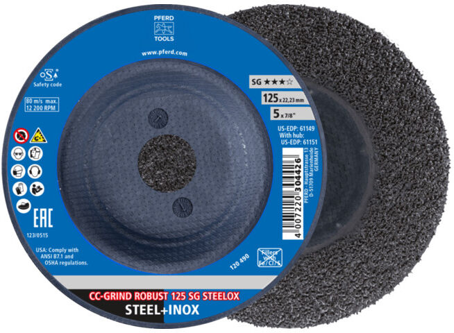 Disques abrasifs CC-GRIND® PFERD - CC-GRIND-ROBUST 125 SG STEELOX (64195125)