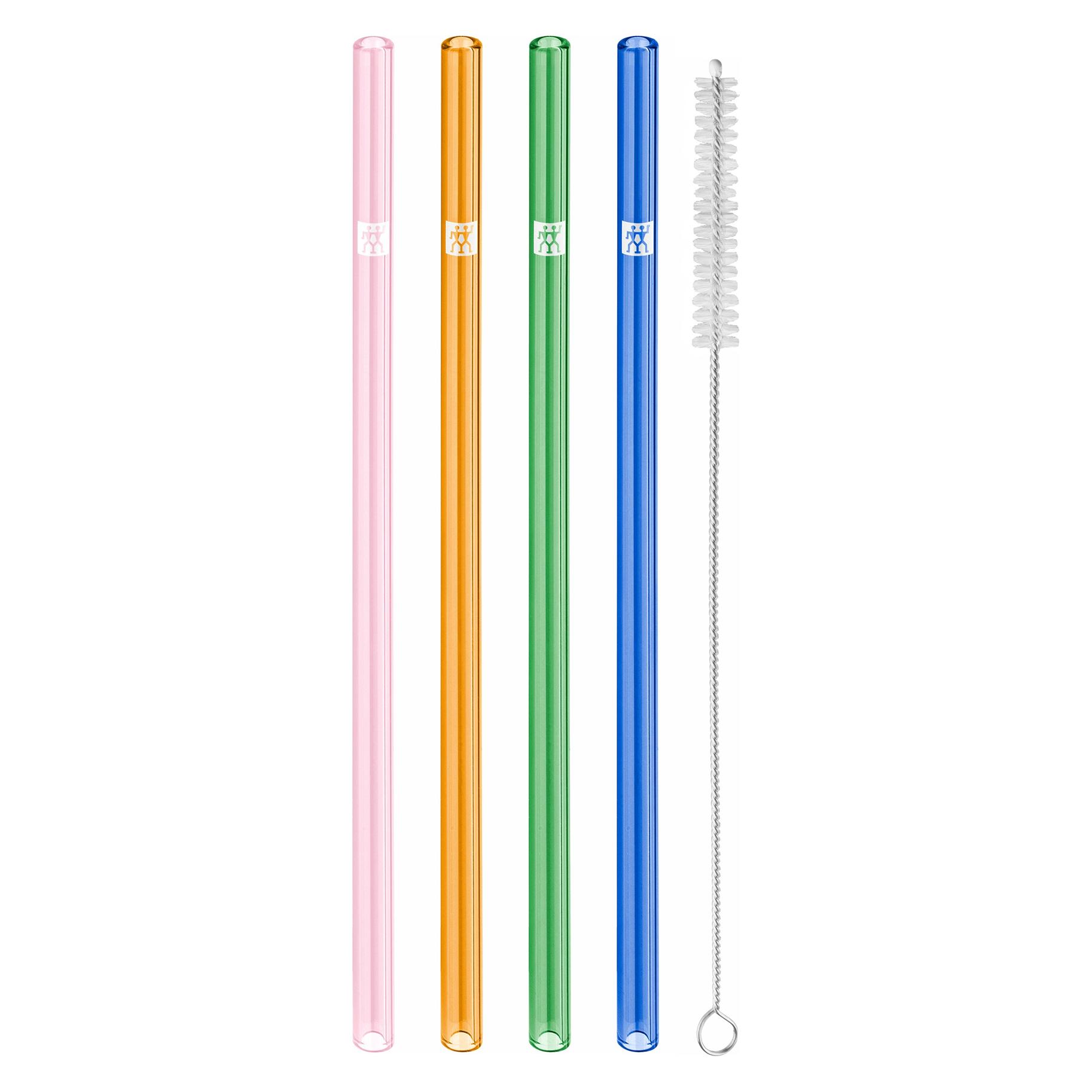 Zwilling Strohhalme Glas farbig gerade 4er Set, + Reinigungsbürste (4x) (39500-602-0)