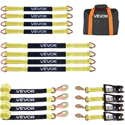 VEVOR Radspanngurt Befestigungsgurt (50,8 x 2438,4 mm) mit Federhaken & 4540 kg Zugfestigkeit & 1512 kg Tragfähigkeit, Motorrad-Spannsystem Radsicherungsgurt Reifengurt für SUVs Anhänger Gelb