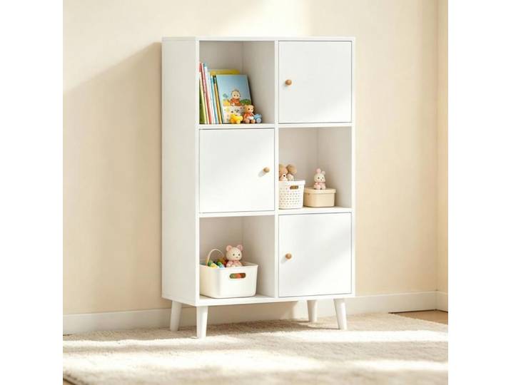 SUPFINE Bibliothèque Moderne Etagère Rangement Verticale 3 Portes Meuble Cube de Rangement pour Livres Vaisselle Jouets