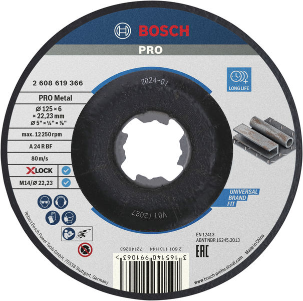 Bosch PRO Metal X-Lock Schleifscheibe, 125 x 6 x 22,23 mm 2608619366