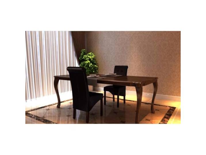 HKLGBVCR Essstühle, 2 Stück, Braun, Kunstleder Ergonomische Rückenlehne, Polsterung aus Kunstleder, Beine aus lackiertem Massivholz, abgerundete Ecken, 110 kg pro Sitz