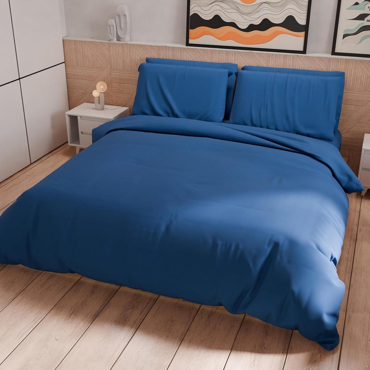 Dekbedovertrek Eenpersoons met Kussensloop - Elektrisch Blauw - Hypoallergeen Microvezel - 150 x 200 cm
