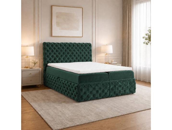 Home Collective Boxspringbett Polsterbett Doppelbett 120x200 cm Bett mit Stauraum Topper inklusive modernes Design Schlafzimmer Jugendzimmer Möbel Grün
