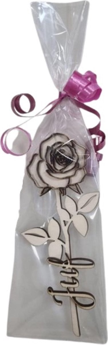 Lieve juf roos decoratie bruin