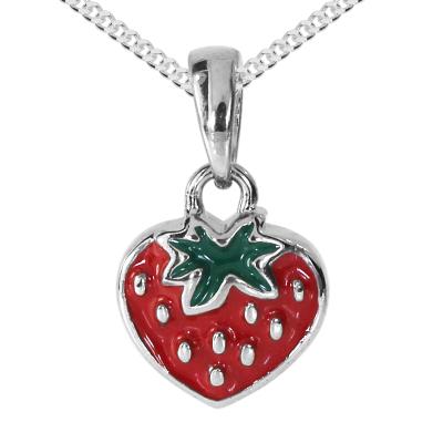 Kette mit Anhänger OSTSEE-SCHMUCK "- Erdbeere - Silber 925/000 -" Gr. 45, silber (silber 925, silberfarben, weiß), Schmuck_Sets, Damen, 45, Silber 925 (Sterlingsilber)