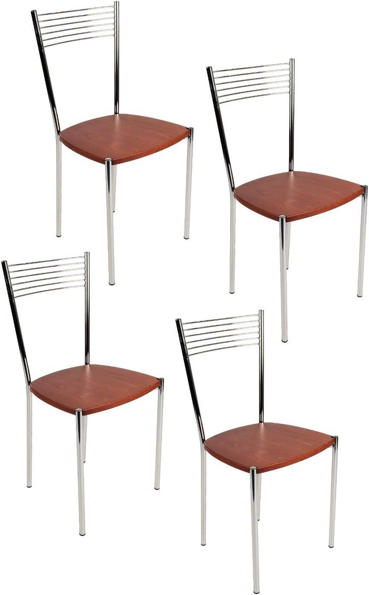 Set van 4 moderne eetkamerstoelen van kersenhout