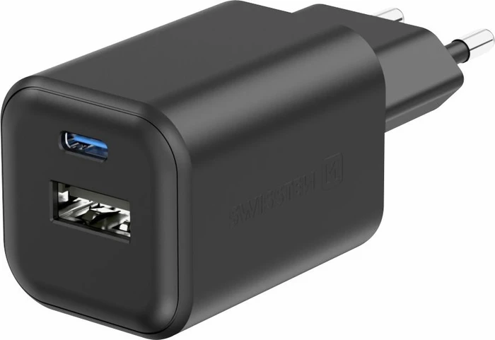 Swissten GaN Netzgerät 1x USB-C 45 W PD + 1x USB-A 18 W QC schwarz
