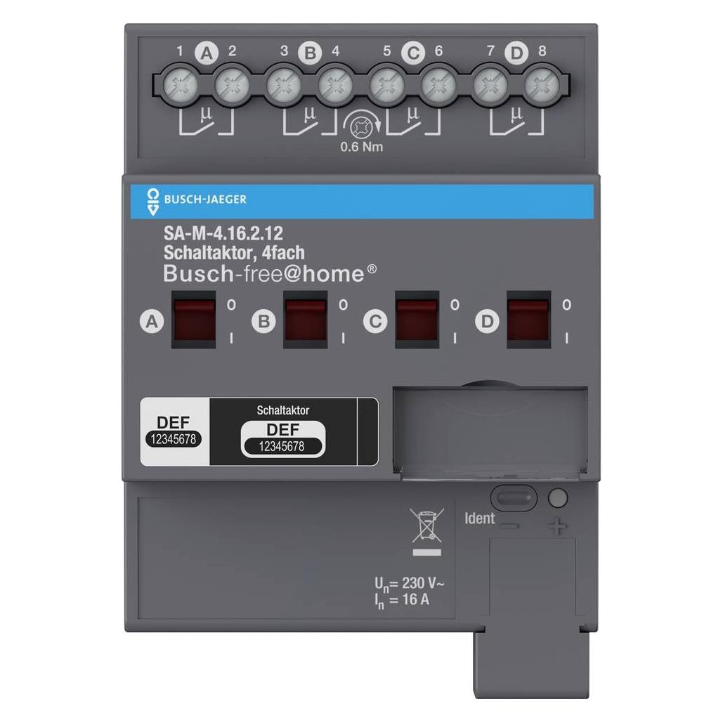 Busch-Jaeger BJ SA-M-4.16.2.12 Schaltaktor 4fach 16A (Schaltaktor) (SA-M-4.16.2.12)