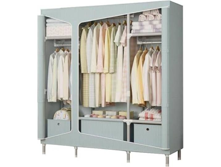 LoiYtrd Tragbarer Stoffschrank aus Stahl, stapelbar, Schlafzimmer(B,160cm)