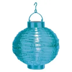 StarTrading LED Solar Lampion f. Balkon Terrasse Garten  25cm Sensor m. Haken blau