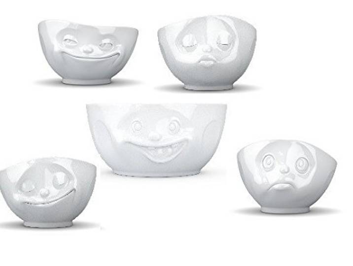 FIFTYEIGHT PRODUCTS Schalen Set 5 TLG. Schüssel 'durchgeknallt' 2600 ml + 4 Schalen 500 ml Verschiedene Motive