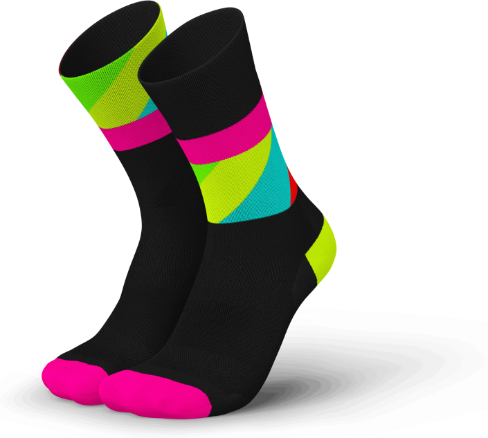 Incylence Ultralight Strides Laufsocken Unisex Black Pink Canary 47-50