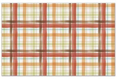 FirstDawn "Autumn Plaid 24 Sheet Reusable Premium Paper Stock Placemats in Resealable Storage Bag Made in The USA 17"" x 11"""