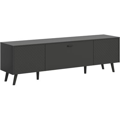 Lowboard HOME AFFAIRE "RHOMBUS,hochwertige MDF-Front mit Karo-Optik", schwarz (grau), B:185cm H:55cm T:40cm, Sideboards, Lowboard, TV-Unterschrank, Lowboard, TV-Schrank, Wohnzimmer