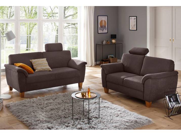 Polstergarnitur GOODPRODUCT Texel , braun (dunkelbraun), Luxus-Microfaser ALTARA NUBUCK, Sitzmöbel-Sets, Polstergarnitur, als Set, mit Federkern und Kontrastnaht