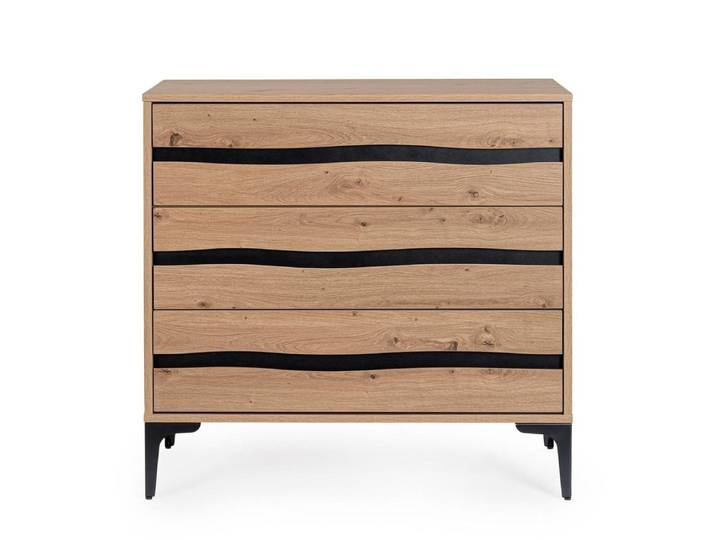 Natur24 Kommode Melys Kommode 40 x 78 x 80 cm Stahl MDF Spanplatte Braun Schwarz