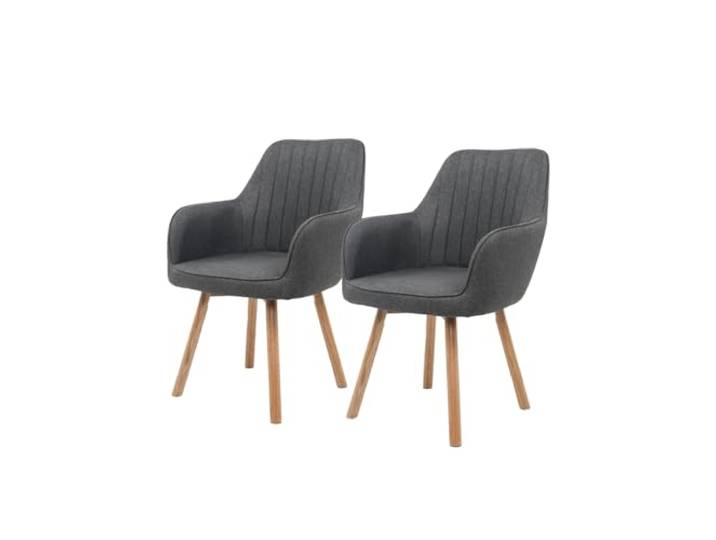 holz4home 2er Set Armlehnenstuhl Anthrazit I Gepolsterter Wohnzimmerstuhl Sessel mit Holzbeinen I Sitz gepolstert I Stuhlbeine aus Eichenholz I Stuhl für Wohnzimmer Esszimmer