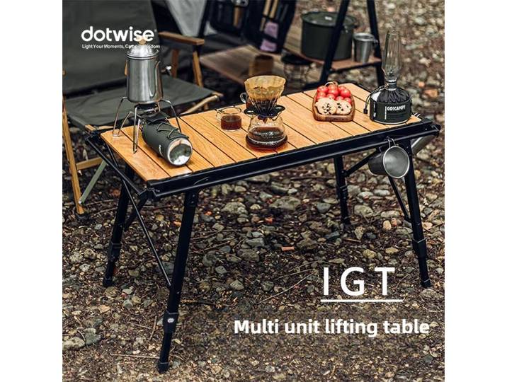 Dotwise Table de Camping pliable Portable IGT Table extérieure hauteur réglable en alliage d'aluminium pour Barbecue en plein air pique-nique pêche