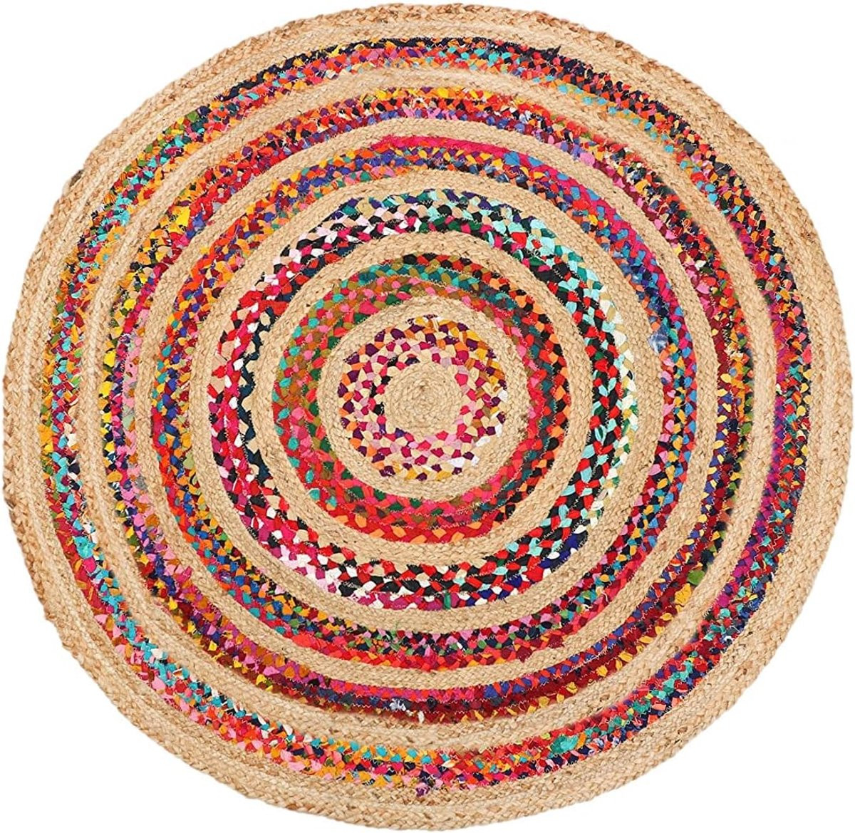 Rond Handgeweven Jute Vloerkleed - Naturel - Rustic Design