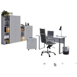 moebel-dich-auf Büromöbel-Set TABOR 4 in lichtgrau / lichtgrau, Arbeitszimmer Komplett-Set Büro