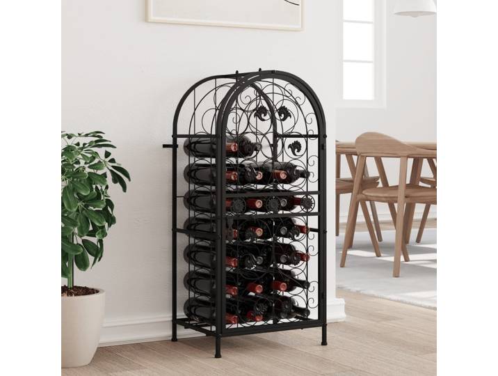 vidaXL Weinregal für 33 Flaschen Schwarz 45x36x100 cm Schmiedeeisen